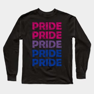 Bisexual Pride Flag Colors Repeating Text Design Long Sleeve T-Shirt